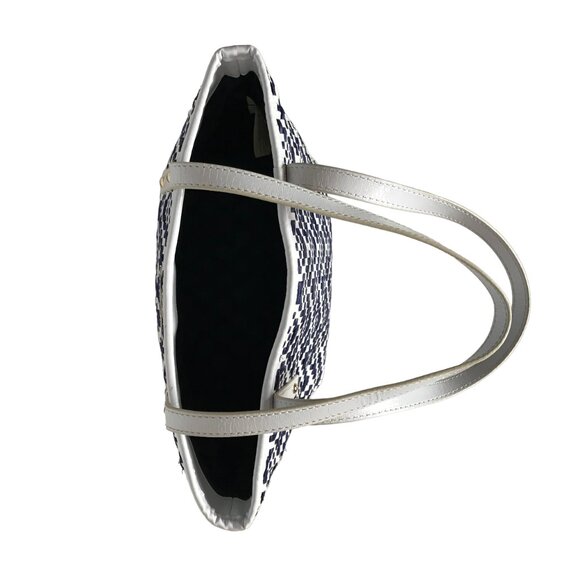 Kate Spade New York Woven blue & white Bottom and Handle White Handbag - Picture 5 of 14